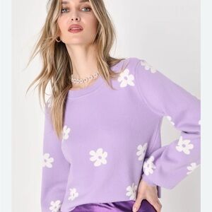 Lulu's Purple Floral Women's Sweater
